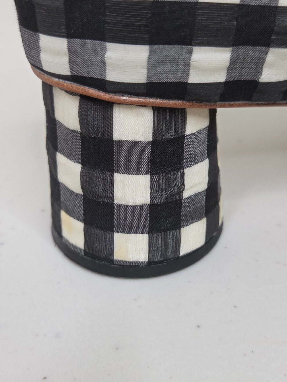 Loeffler Randall Ina Black & White Gingham Checkered Block Heel Almond Toe Pumps - Picture 9 of 16